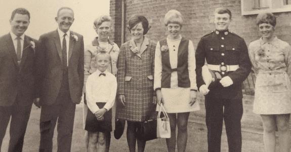 Sepia family photo from 1960s