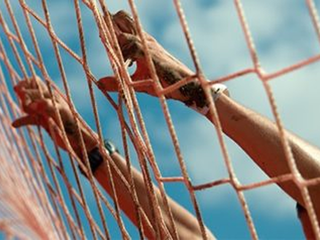 image of a person climbing a rope ladder 