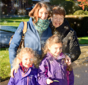 Maureen and children volunteer