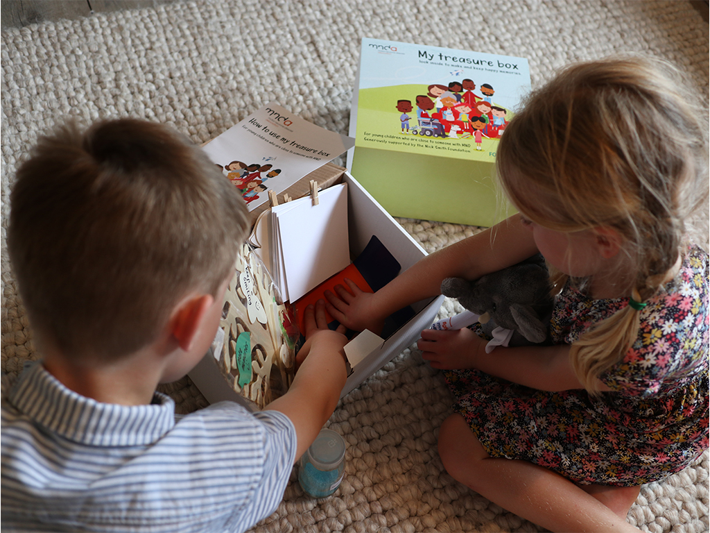 children playing with an MND Association treasure box 
