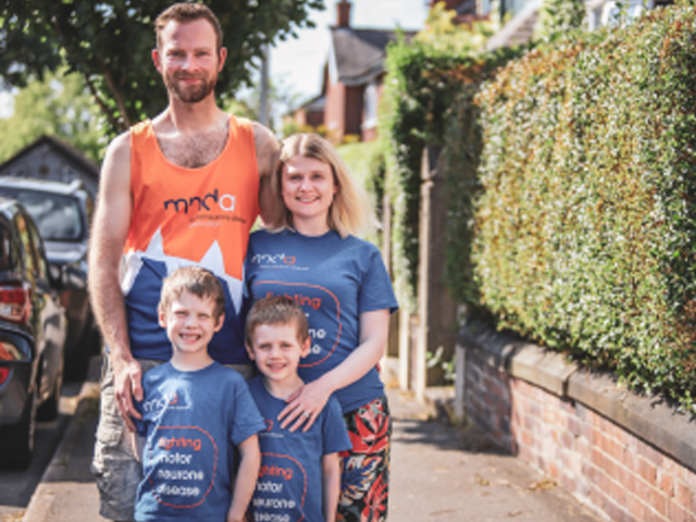 photo of a family wearing MND association tshirts 
