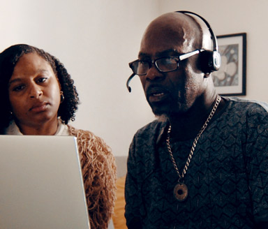 a person wearing a headset