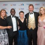 Len at Strictly Cricket with MND Association CEO Sally Light and patrons Chris Broad & Charlotte Hawkins