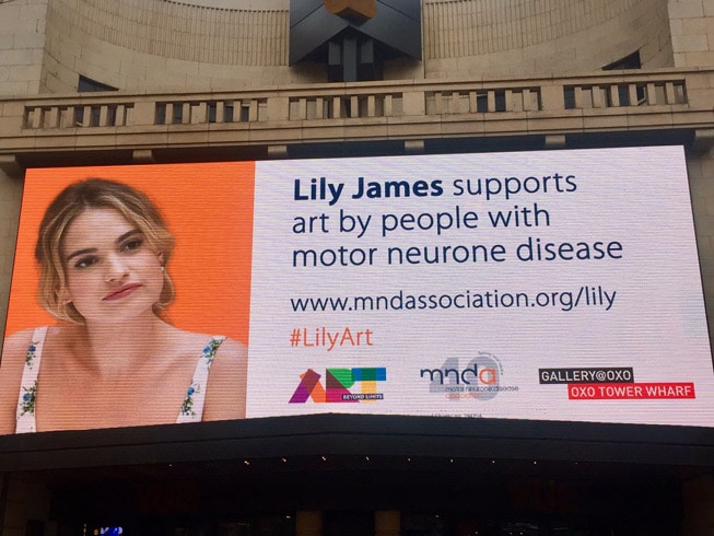 photo of Lily James on a MND Association billboard