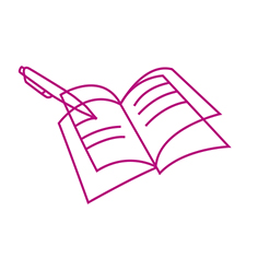 open notebook and pen illustration icon 