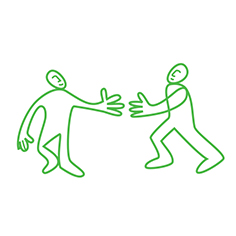 2 people reaching out icon 