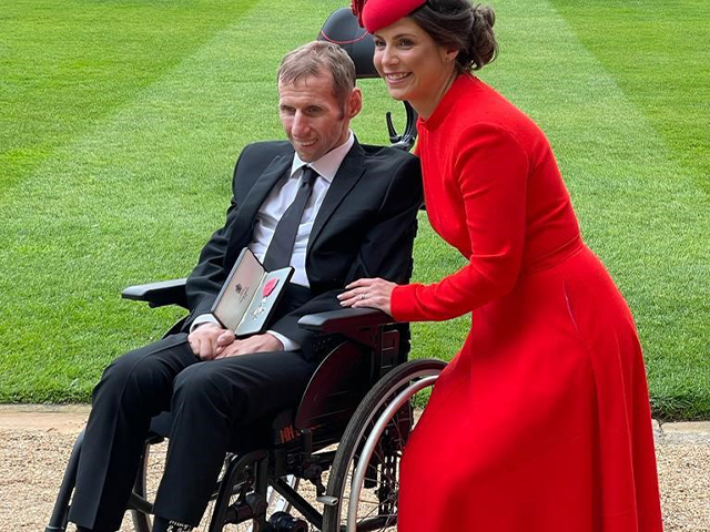 Rob Burrow receiving MBE 