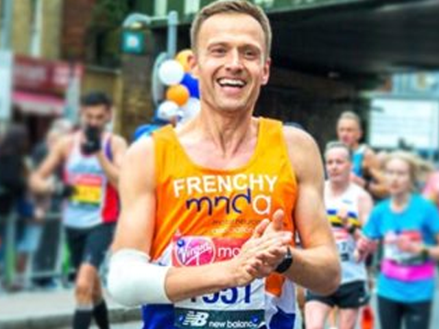 a man running in a marathon