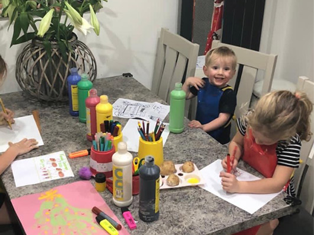 photo of the Burrow Children creating crafts