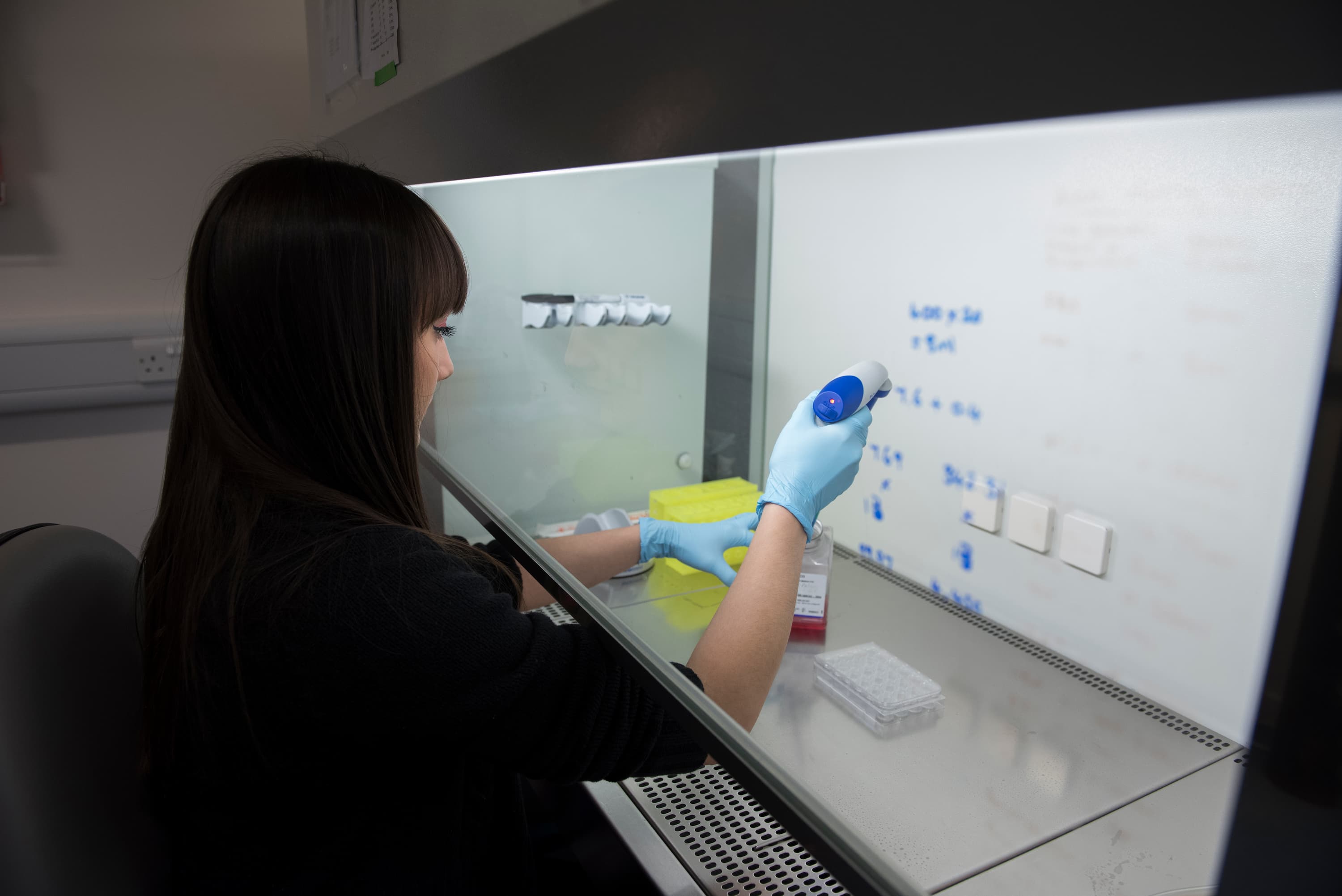 Researcher in the lab, conducting a test
