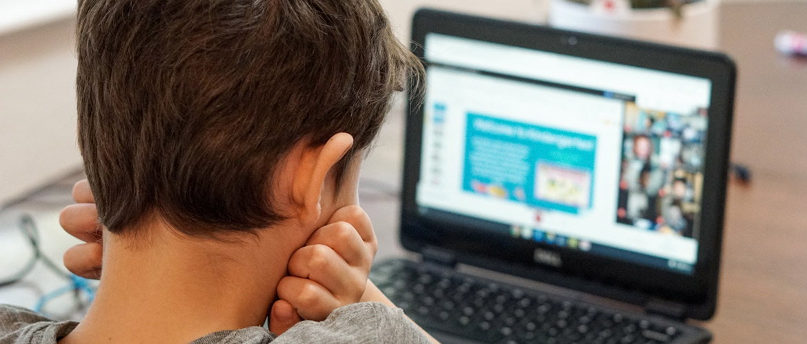 Child using a laptop