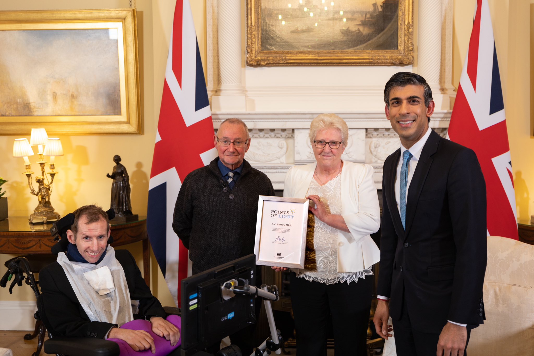 Rob Burrow accepts Points of Light award at 10 Downing Street