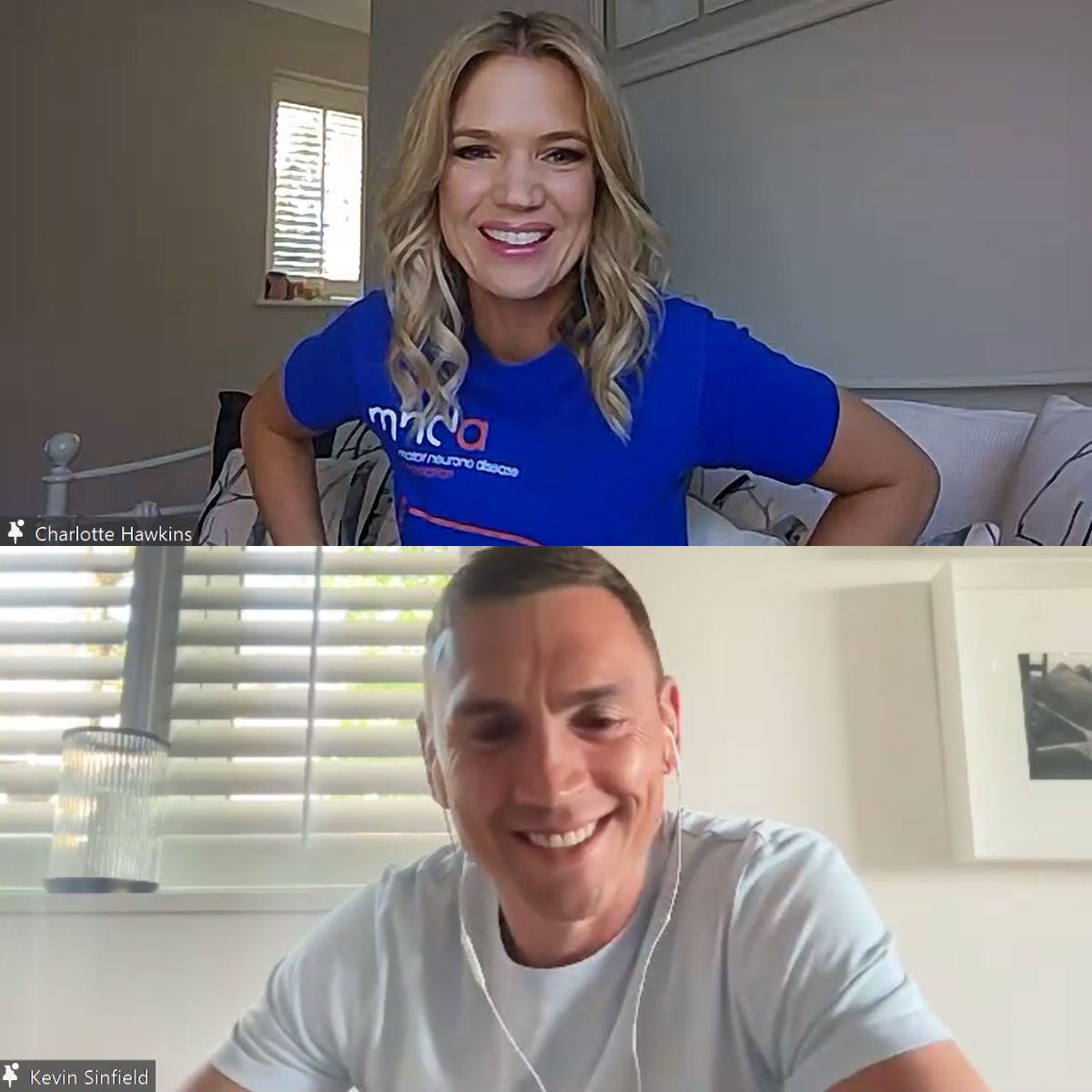Charlotte Hawkins and Kevin Sinfield on a zoom call