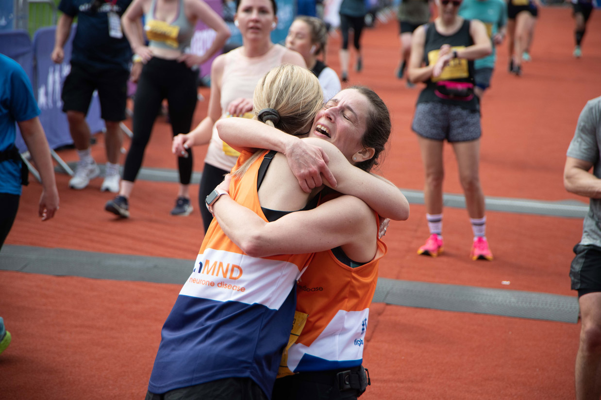 Leeds Marathon - Hug after completing race