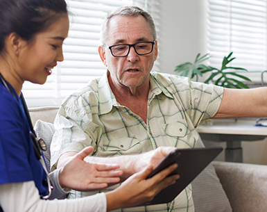 Man and professional talking