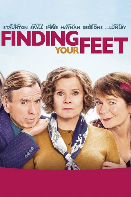 Poster for film called Finding your Feet. The poster shows the three key characters played by Timothy Spall Imelda Staunton and Celia Imrie