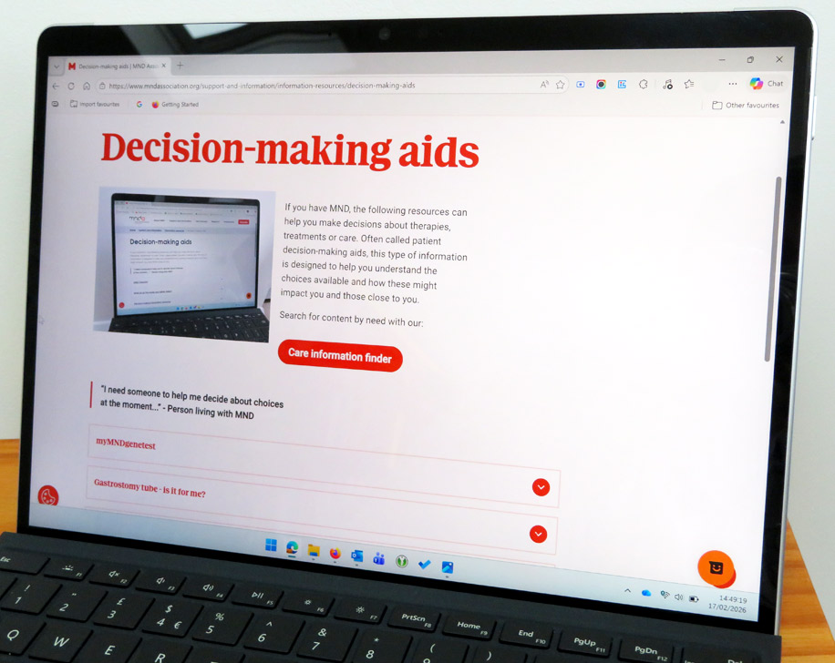 Web page about decision aids