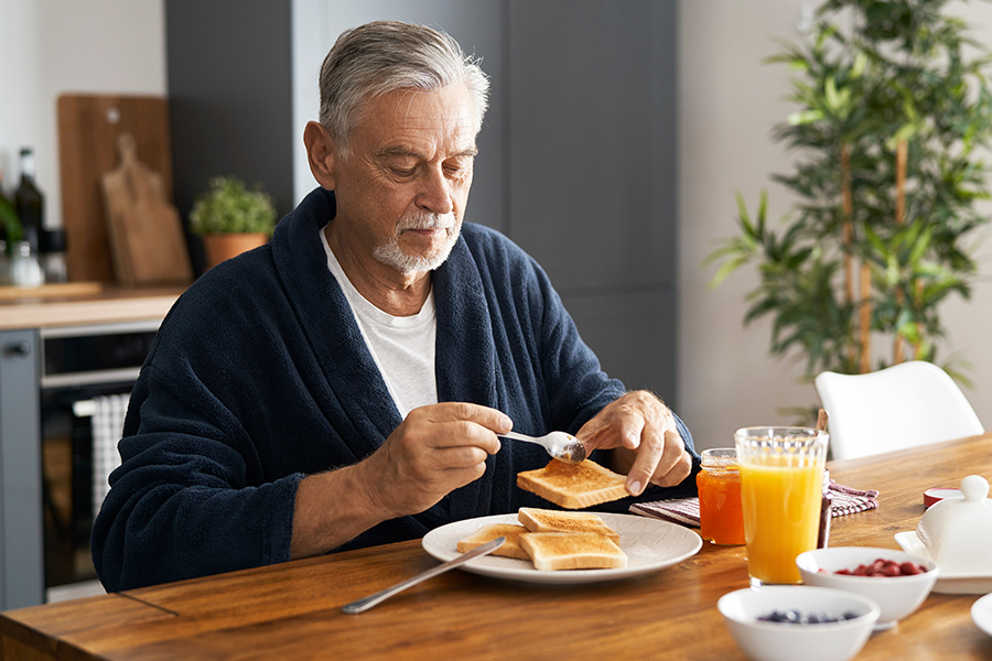 A man having breakfast