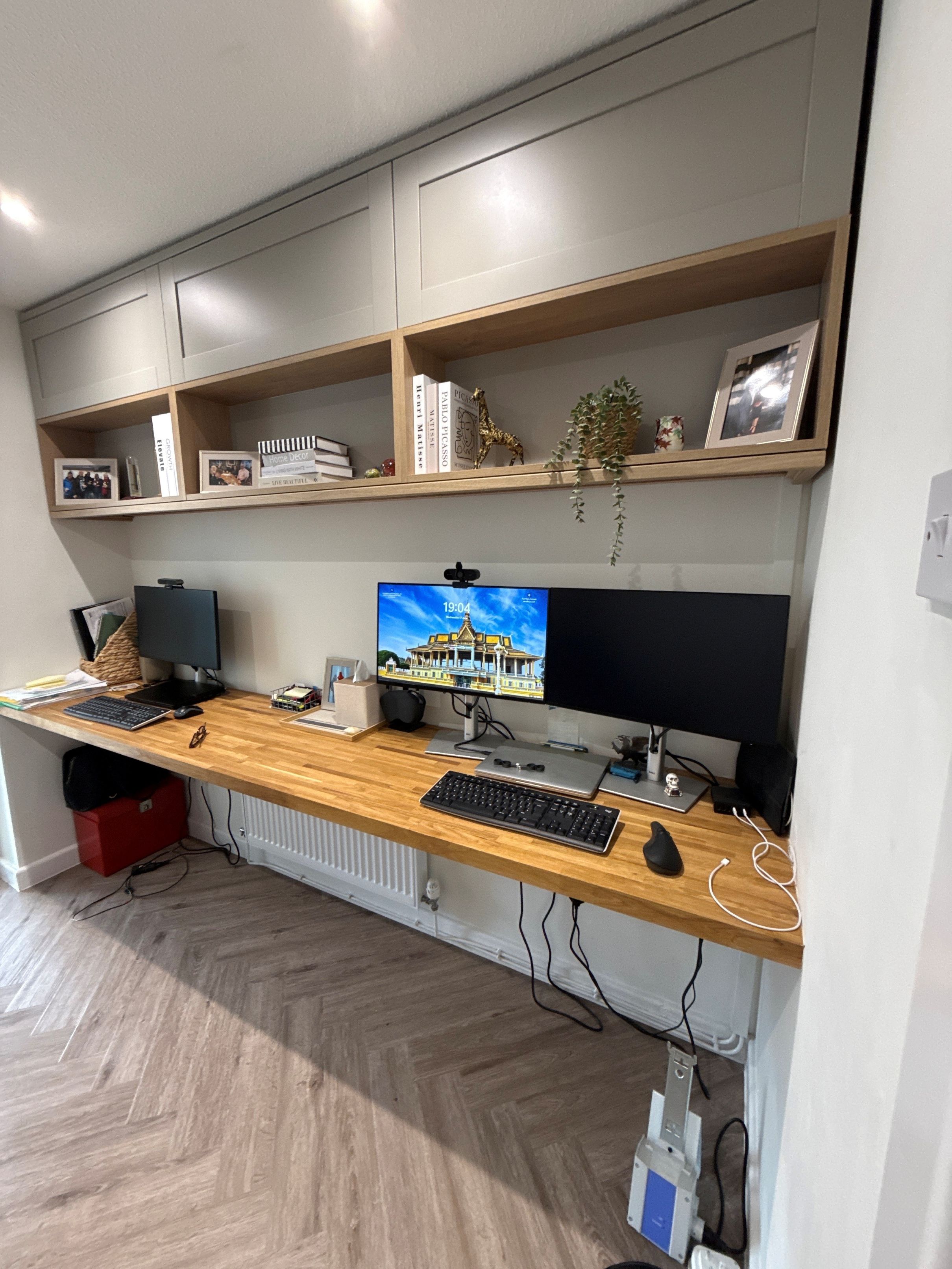 Keith's at home office with adaptable equipment provided by his employer