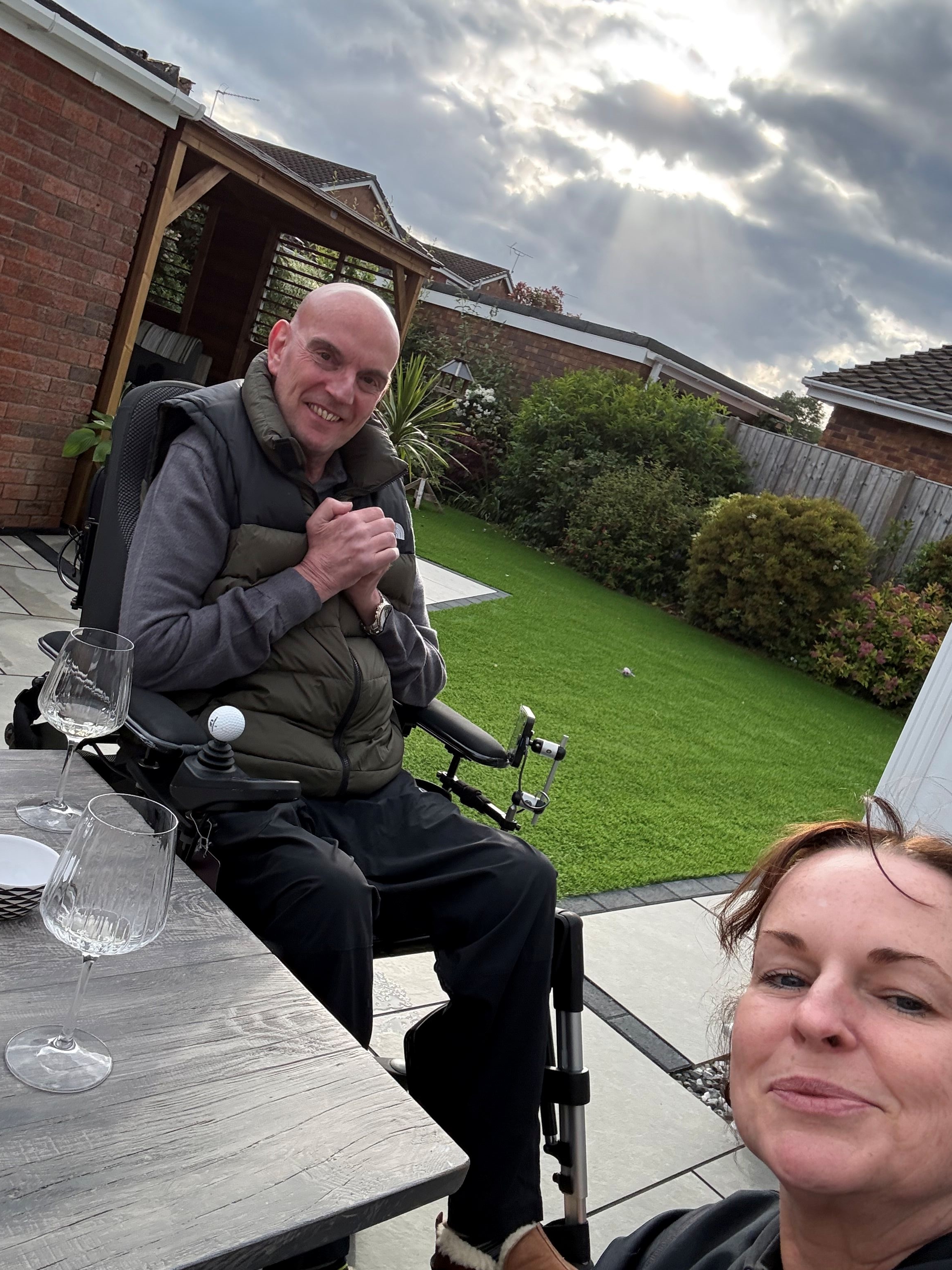 Keith in the garden with his wife Lisa
