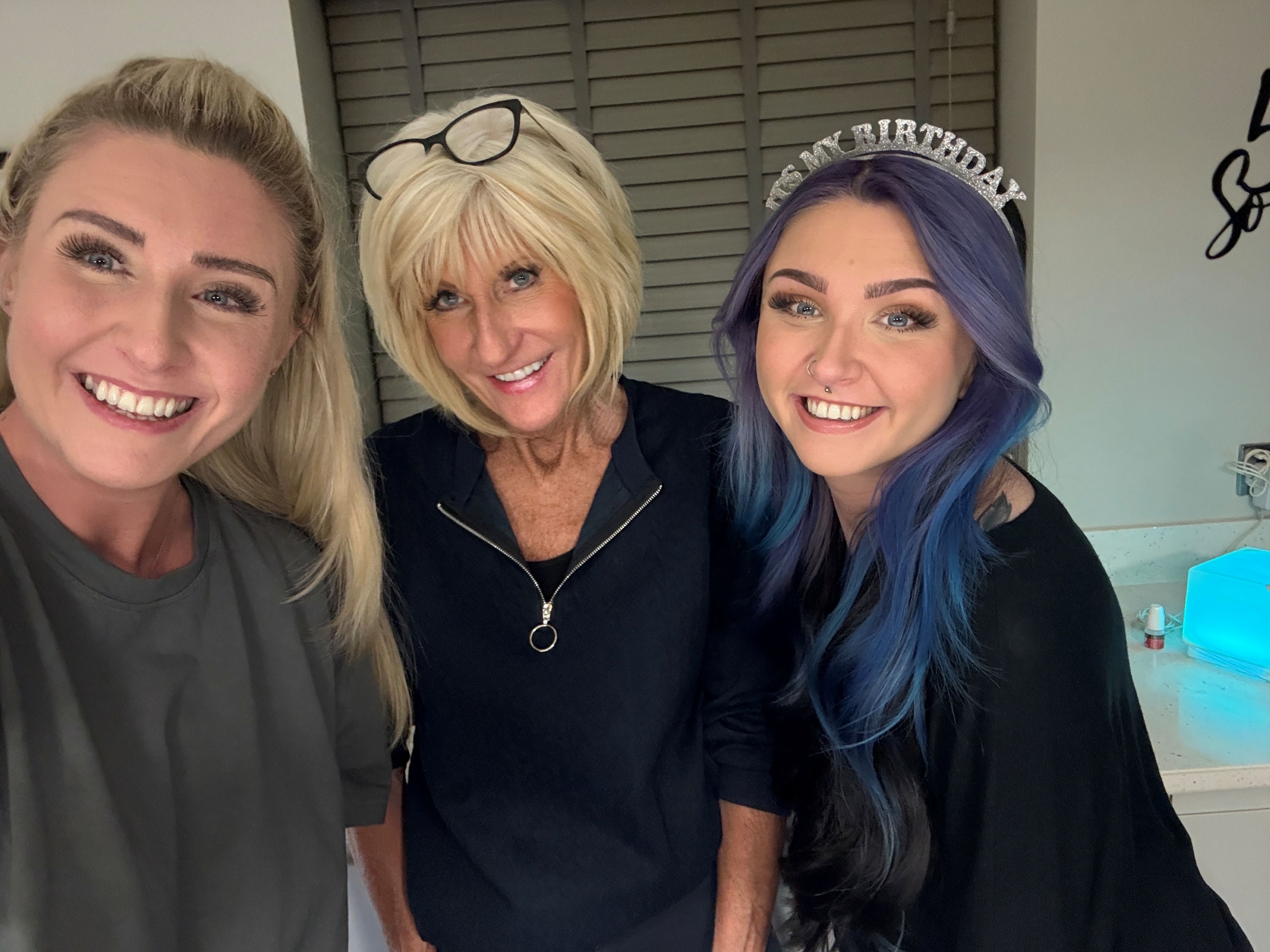 L - R, Courtney, Hayley and Frankie celebrate Frankie's birthday