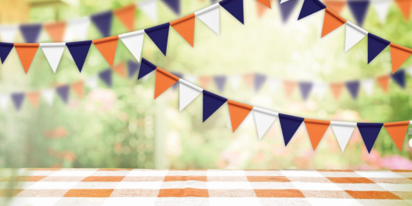 Picture of orange, white and blue bunting