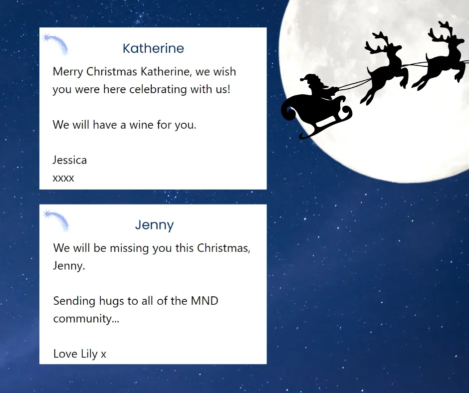 Picture of dedications and Santa's sleigh 