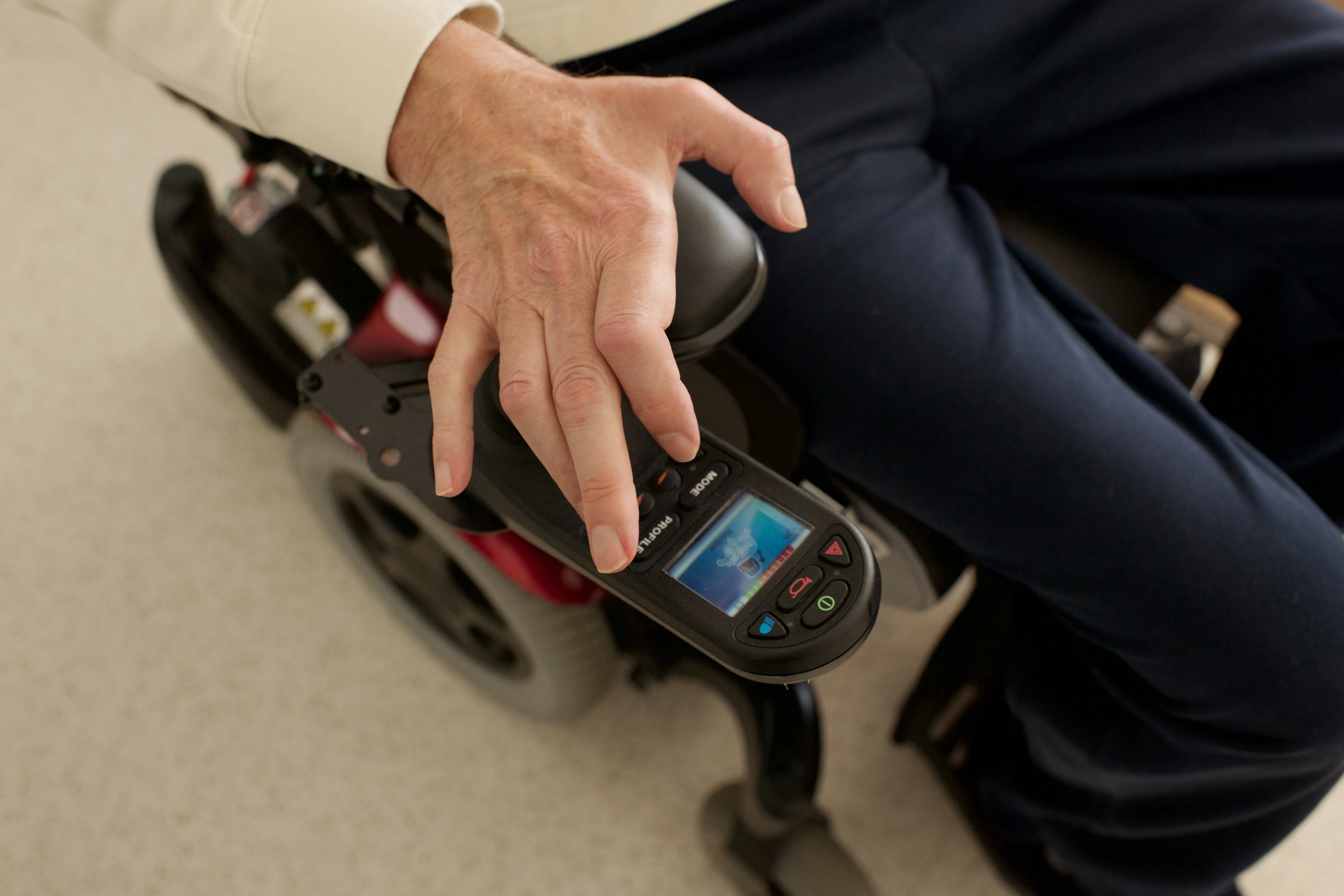 Person with MND in wheelchair