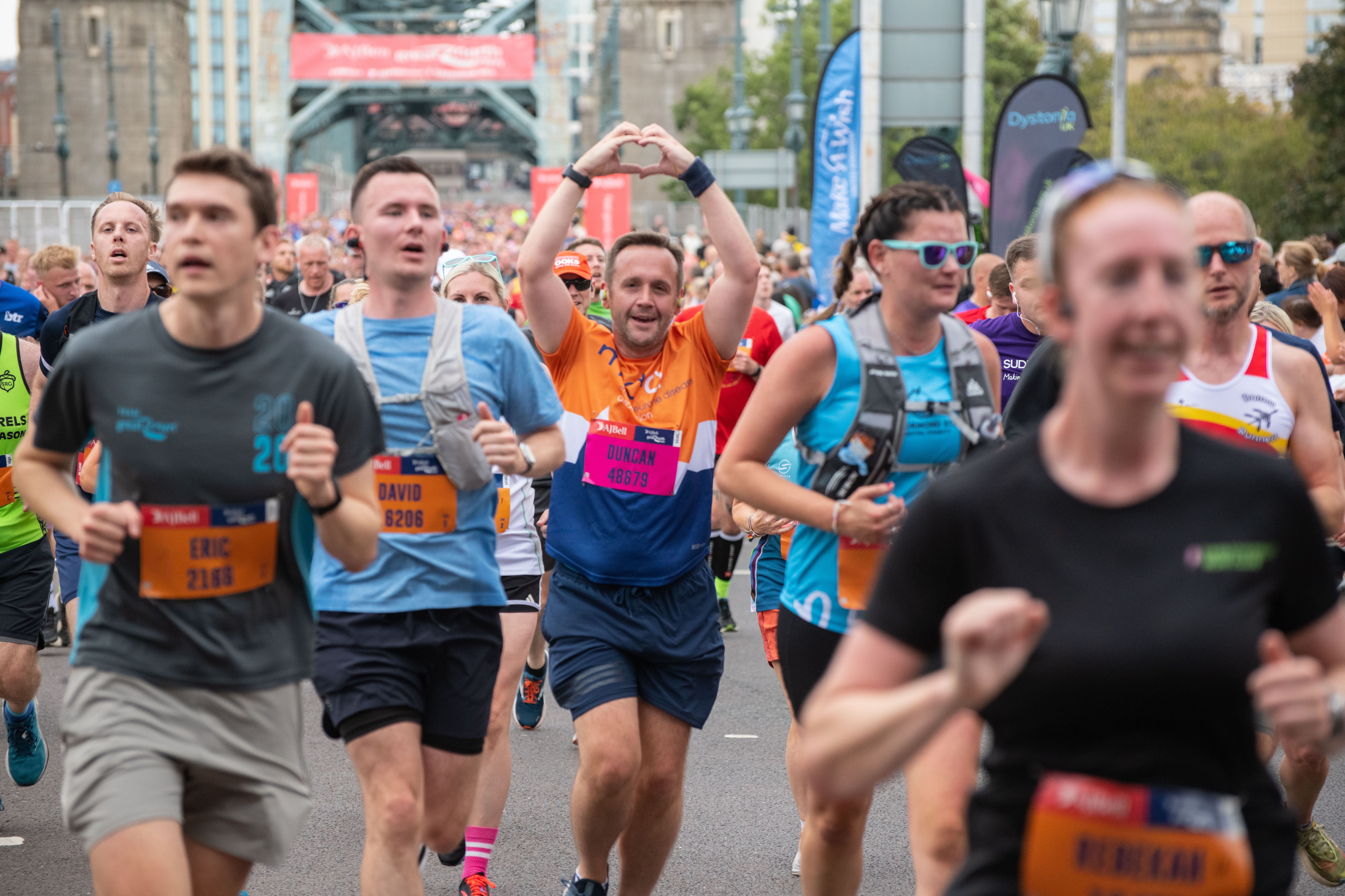 A total of 234 runners took part in the Great North Run on behalf of the MND Association