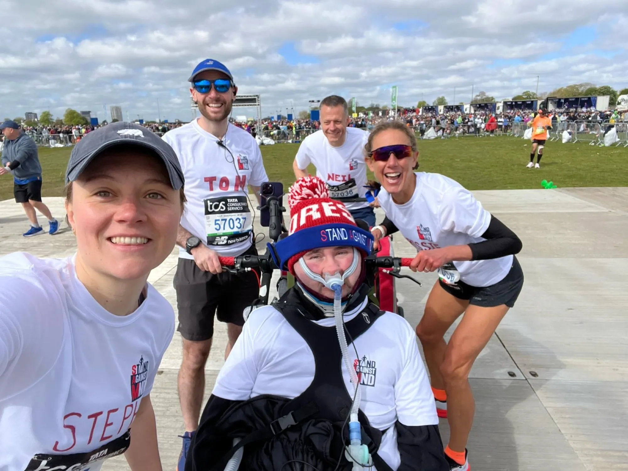 A team of runners from Stand Against MND will run in memory of Sam Perkins who died from MND last year