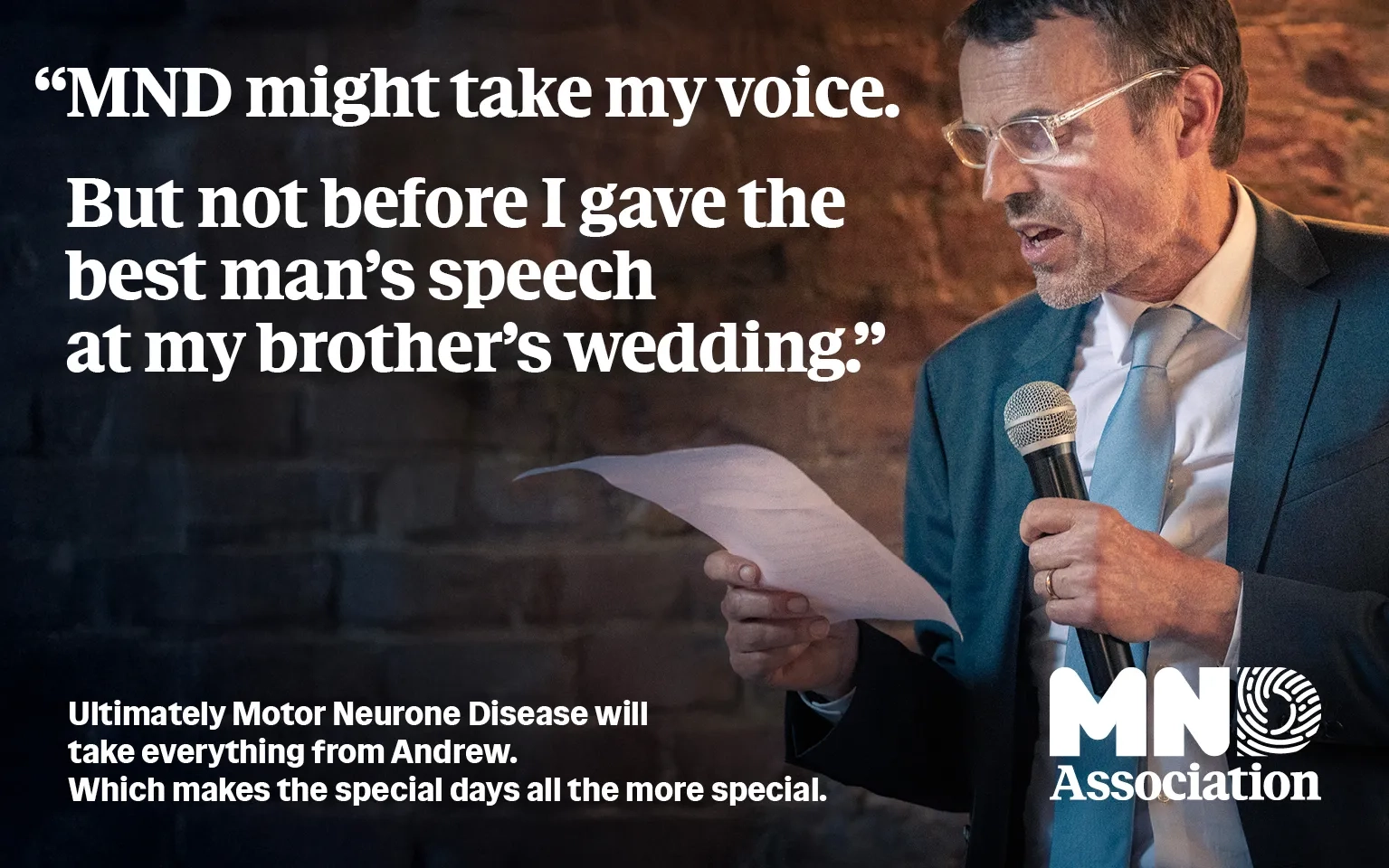 Andrew Hartley gives a speech at his brother's wedding