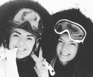 Zoe and Charlie skiing
