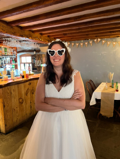 Anna during wedding vow renewal