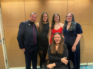 Martyn, Anna and their three daughters - dinner on cruise