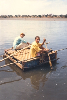 Martin and friend on bed in the Nile
