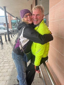 Martin and with Rachel during coast-to-coast challenge
