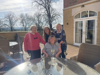 Sarah's mum outside at the care home she lived in. 