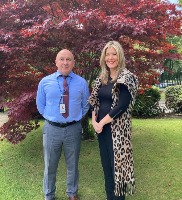 Andy Hamilton with Kate Hartley, the MND Association’s Lead Research Nurse 