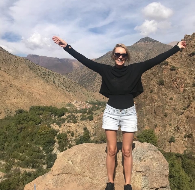 Zoe on top of a mountain in Morocco