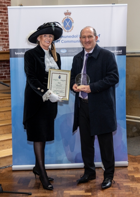 Chris receiving the High Sheriff of Clwyd Award