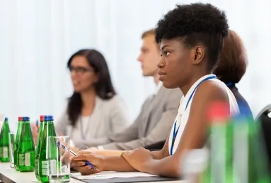 Professionals at an education event