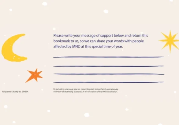 A blank template asking people to leave a message of support for people affected by MND