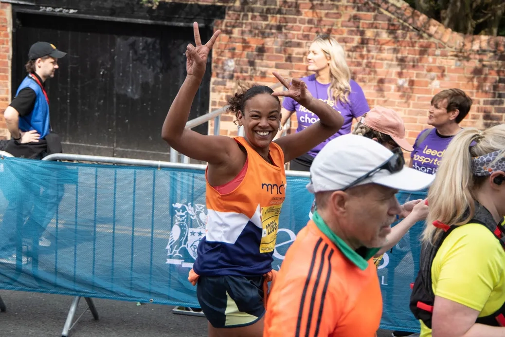 Leeds Marathon - Happy runner on course