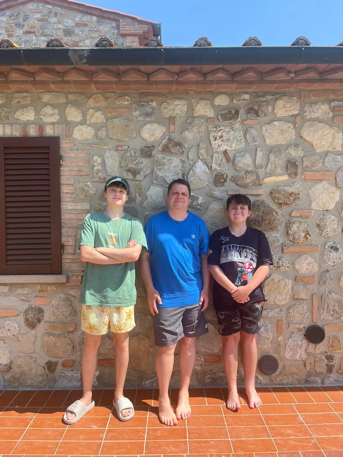 Gareth with his sons Lewis (L) and Euan (R)