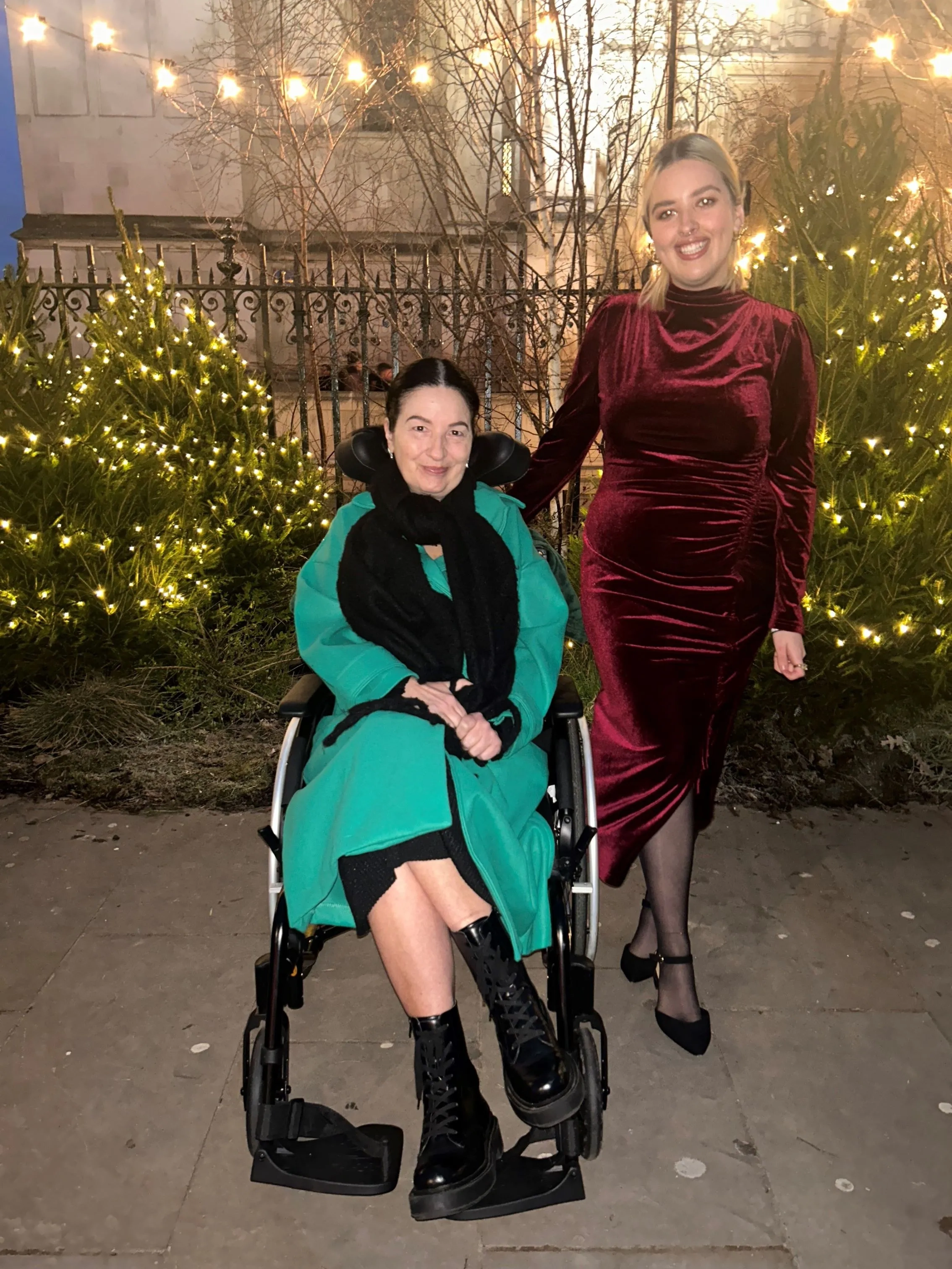 Debbie and Talia outside the Royal Carol Concert